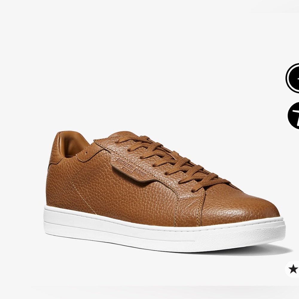 NEW Michael Kors Men’s Keating Pebbled Leather Sneakers – Size 9 (Brown) – NIB